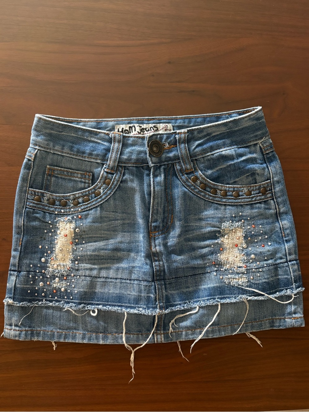 Y2K denim mini skirt